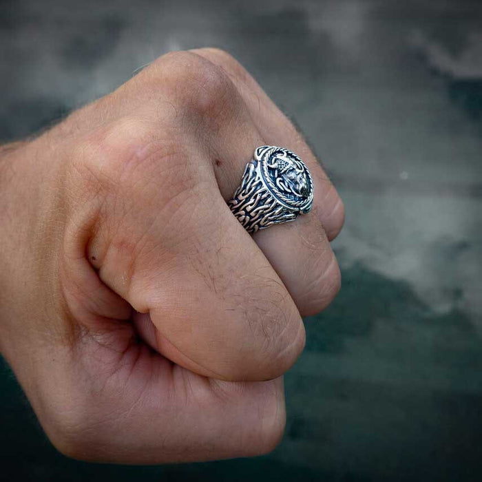Odin Head Totem Tribal Celtic Knot Ring