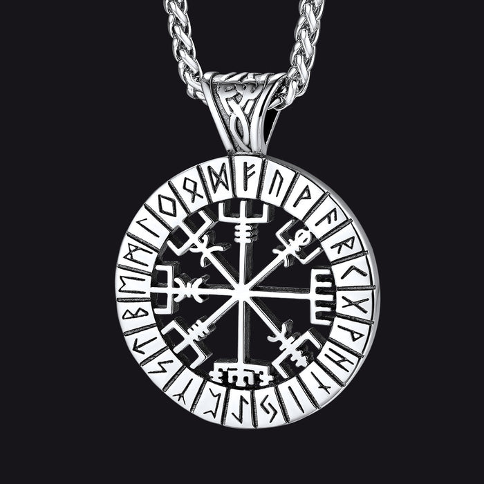 Viking Runes Vegvisir Compass Necklace Pendant For Men