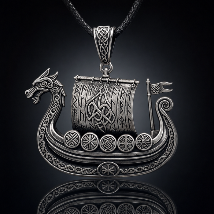 Viking Longship Drakkar Pendant Necklace