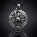 Viking Shield Pendant Necklace with Runes