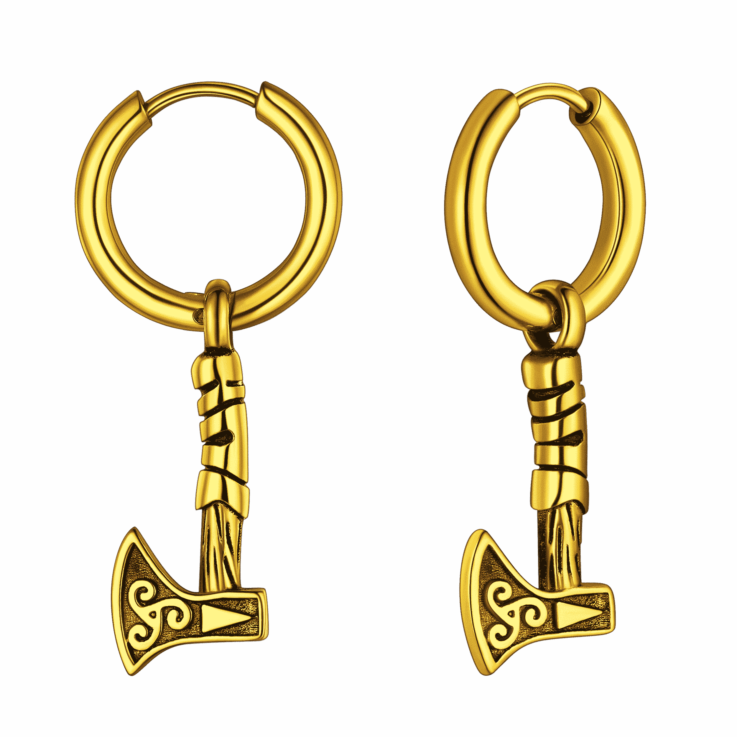 Battle Axe Viking Dangle Hoop Earrings For Men