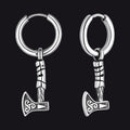 Battle Axe Viking Dangle Hoop Earrings For Men