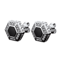 Viking Rune Hexagon Black Onyx Stud Earrings for Men