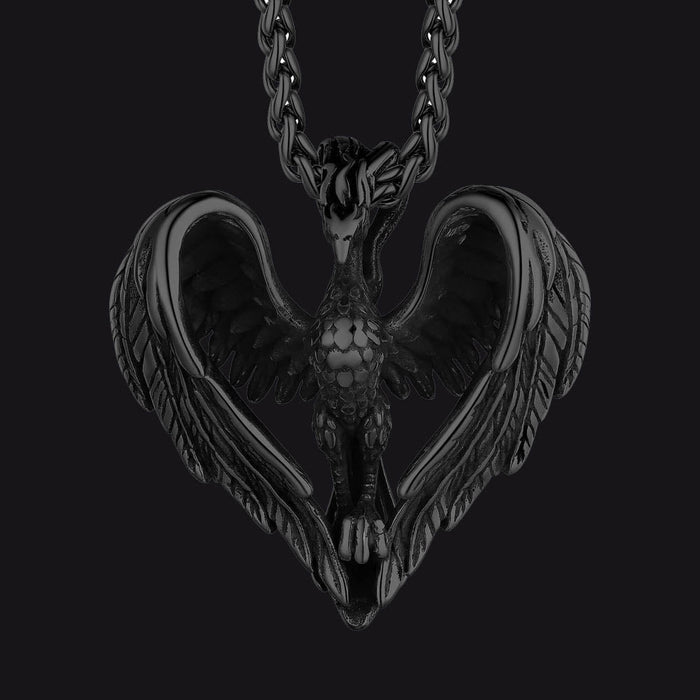 Vintage Phoenix Heart Pendant Necklace for Men