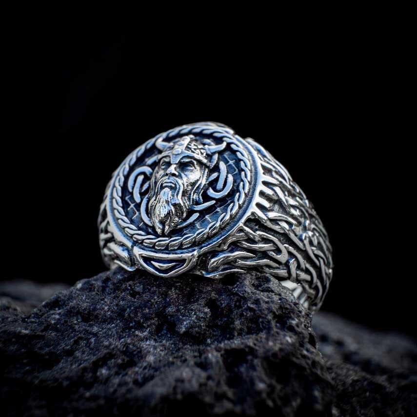 Odin Head Totem Tribal Celtic Knot Ring