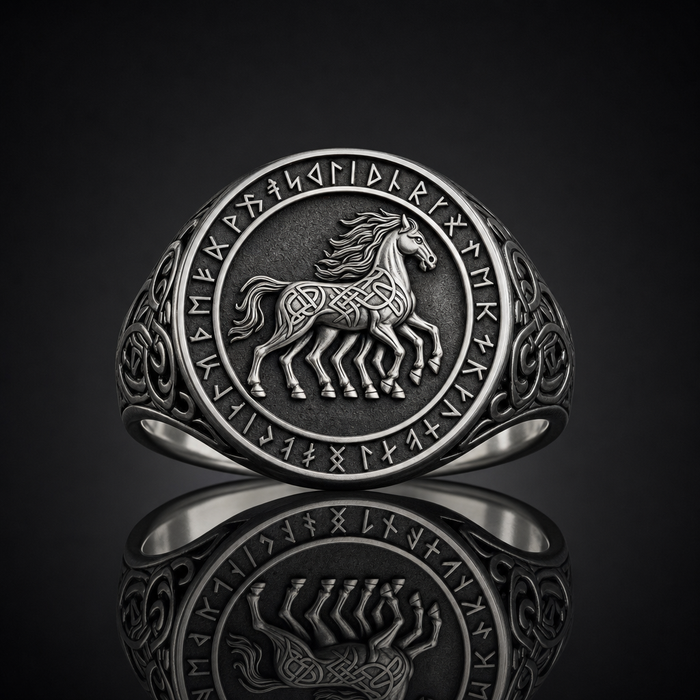 Viking Sleipnir Horse Signet Ring