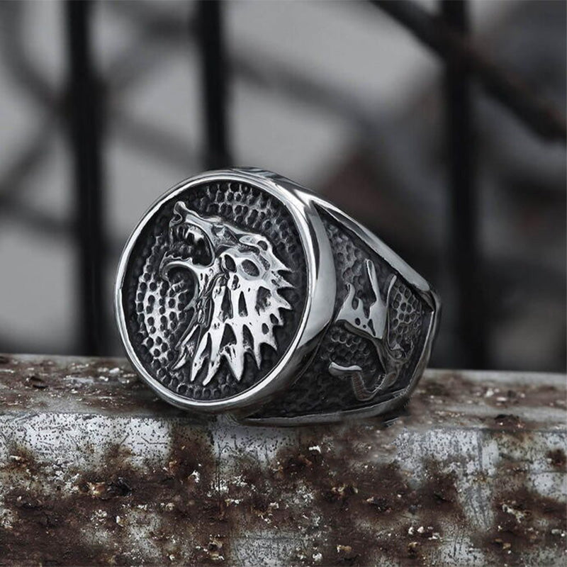 Growling Direwolf Stainless Steel Ring