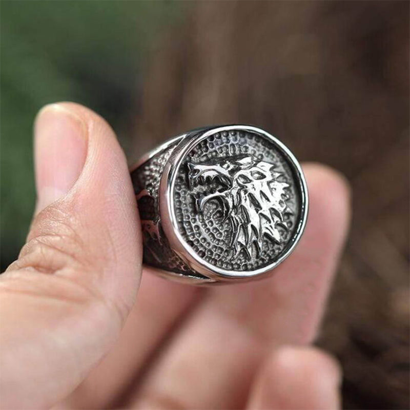 Growling Direwolf Stainless Steel Ring