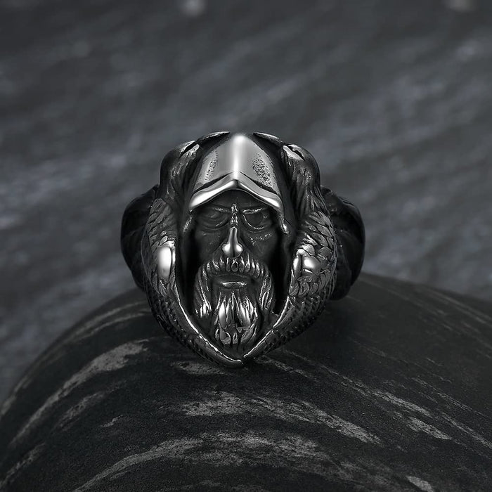 Mythology Odin Wolf Stainless Steel Viking Ring