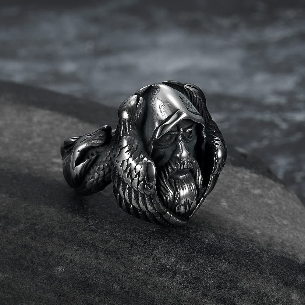 Mythology Odin Wolf Stainless Steel Viking Ring