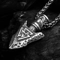Valknut Stone Spear Stainless Steel Viking Pendant Necklace
