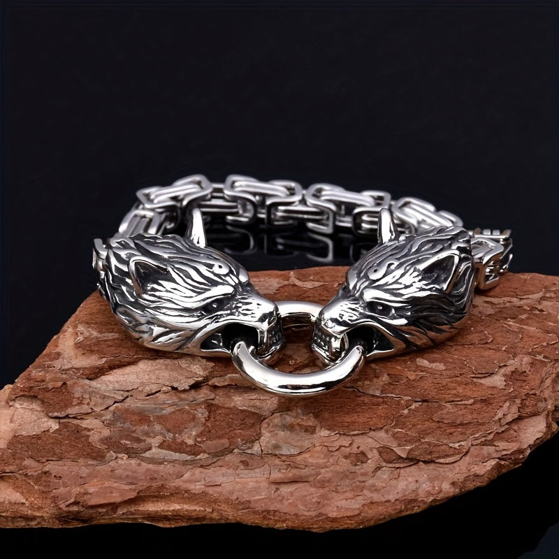 Vintage Viking Mjolnir With Wolves Necklace & Bracelet