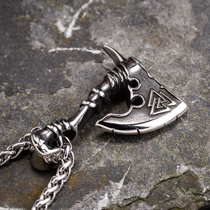 Viking Valknut Axe Necklace