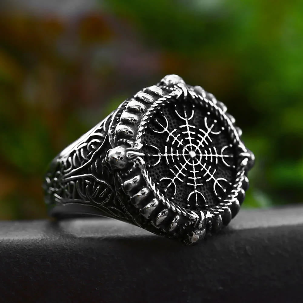 Viking Stainless Steel Compass Ring