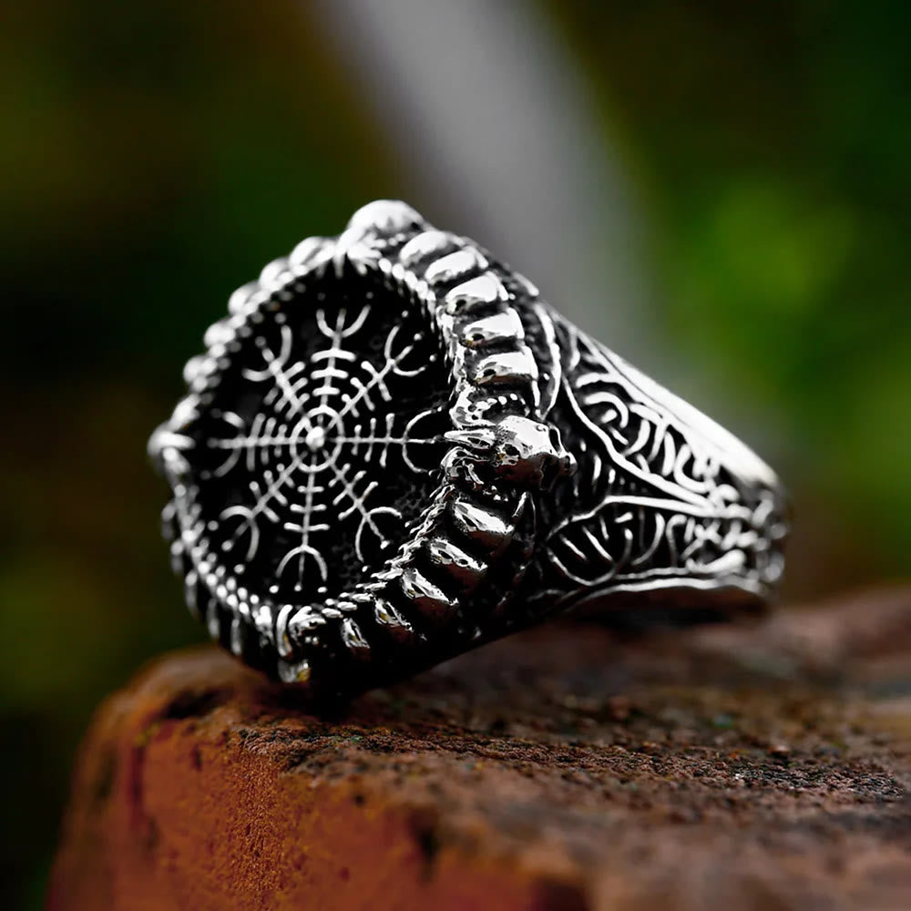 Viking Stainless Steel Compass Ring