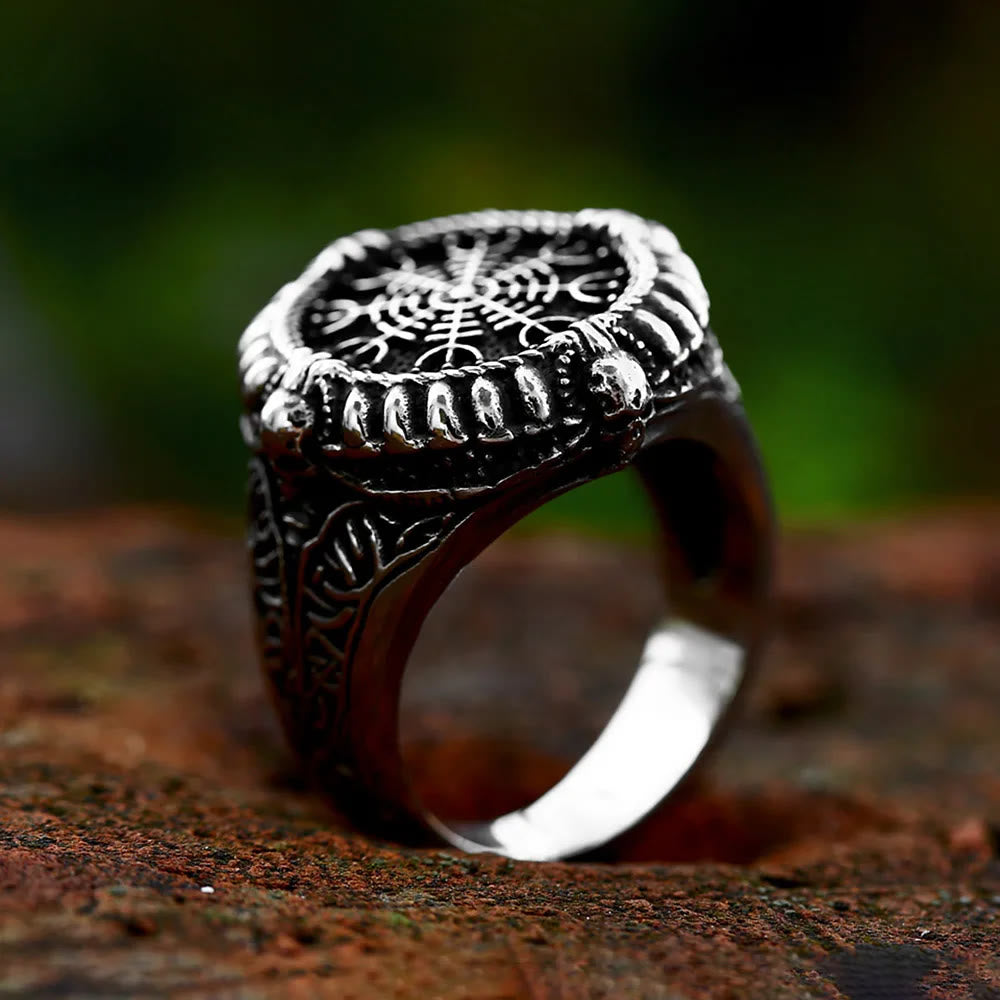Viking Stainless Steel Compass Ring