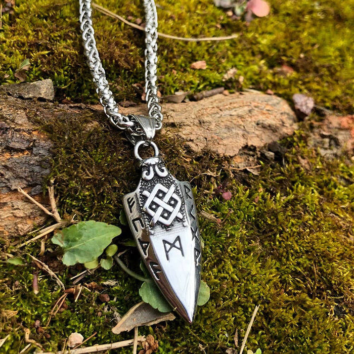 Spear Rune Triple Horn Of Odin Necklace