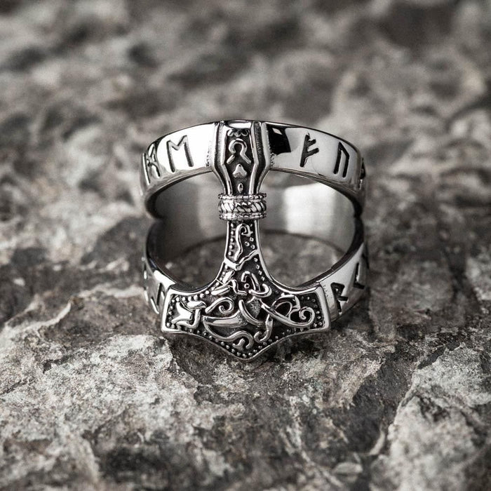 Bold Viking Open Mjolnir Hammer Ring