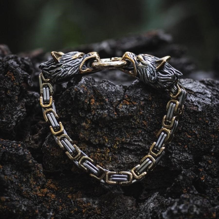 Nordic Geri And Freki Wolves Bracelet
