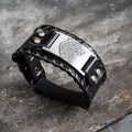 Genuine Leather Buckle Arm Cuff Wolves Metal Bracelet
