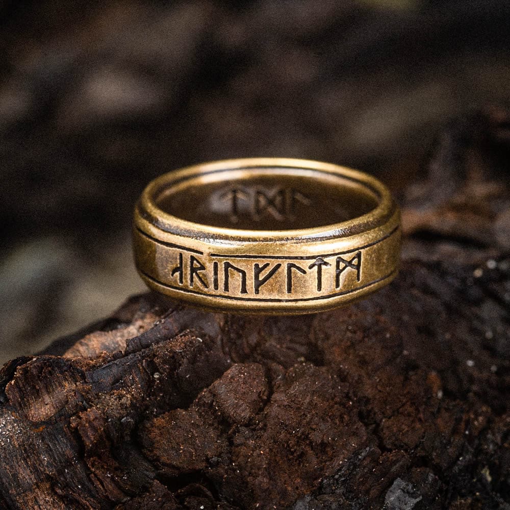 Retro Bronze Rune Stainless Steel Ring