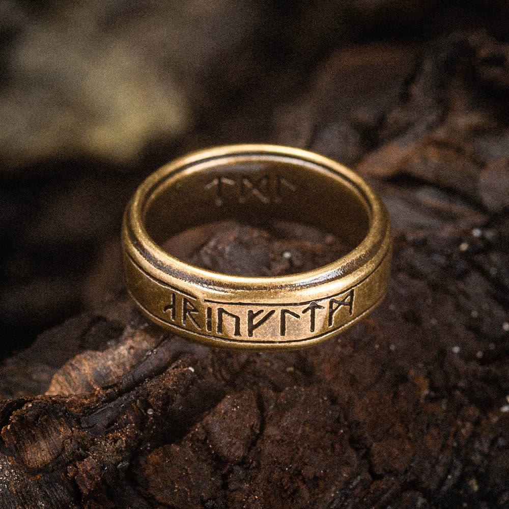 Retro Bronze Rune Stainless Steel Ring