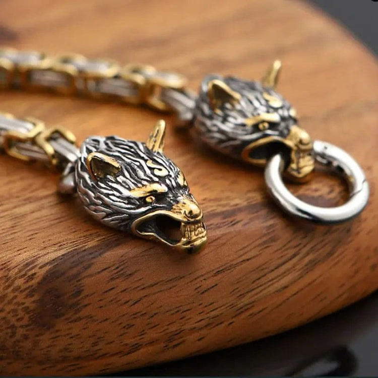 Nordic Geri And Freki Wolves Bracelet