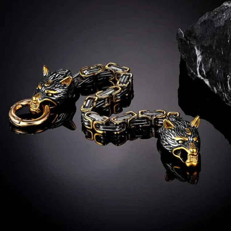 Nordic Geri And Freki Wolves Bracelet