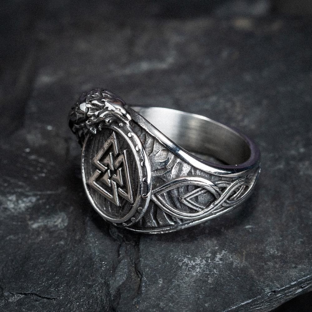 Men's Viking Raven And Valknut Ring