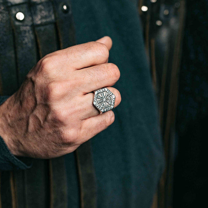 Valknut Compass Stainless Steel Viking Ring