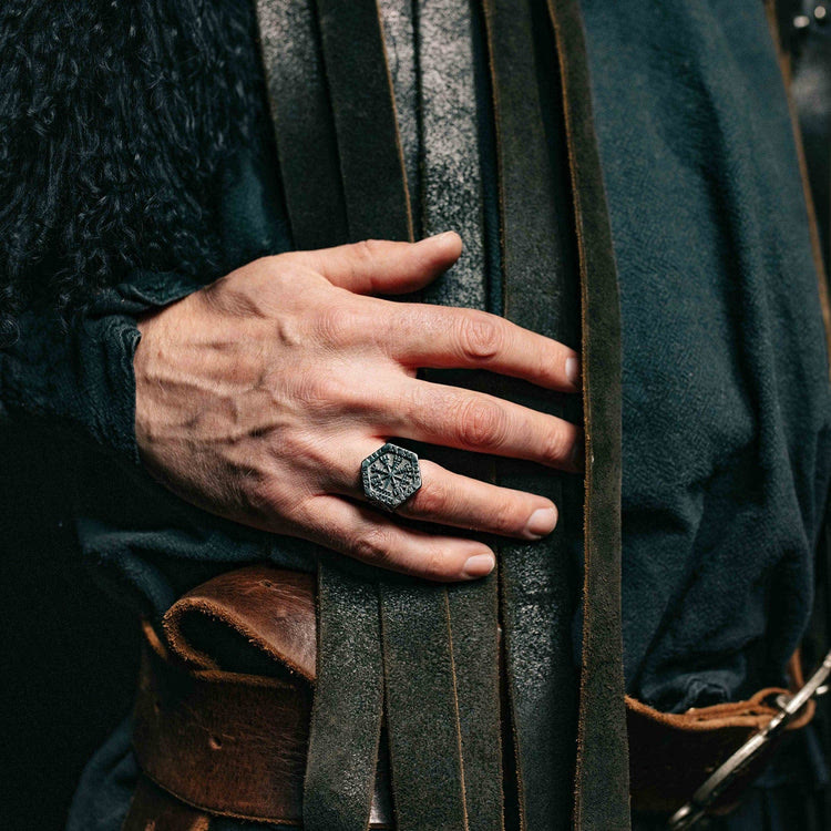 Valknut Compass Stainless Steel Viking Ring