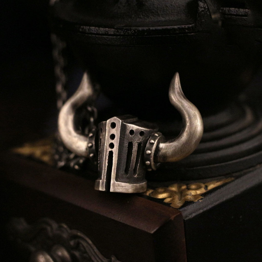 Retro Crusader Horned Heavy Helmet Necklace