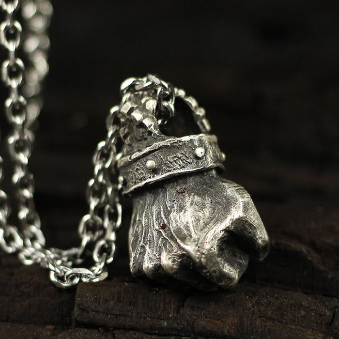 Powerful Fist of Fate Hammering Gesture Necklace