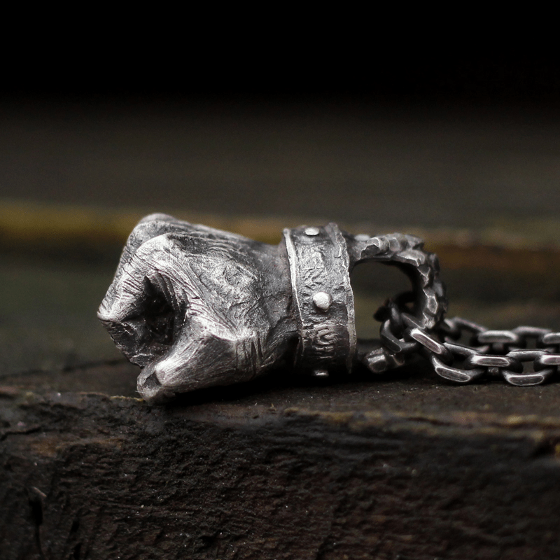 Powerful Fist of Fate Hammering Gesture Necklace