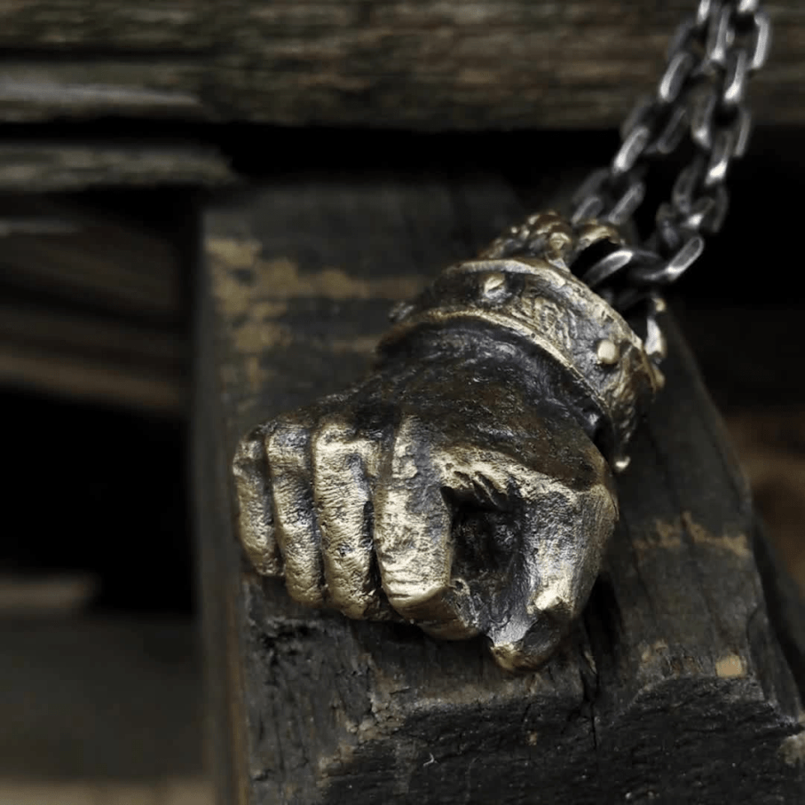 Powerful Fist of Fate Hammering Gesture Necklace