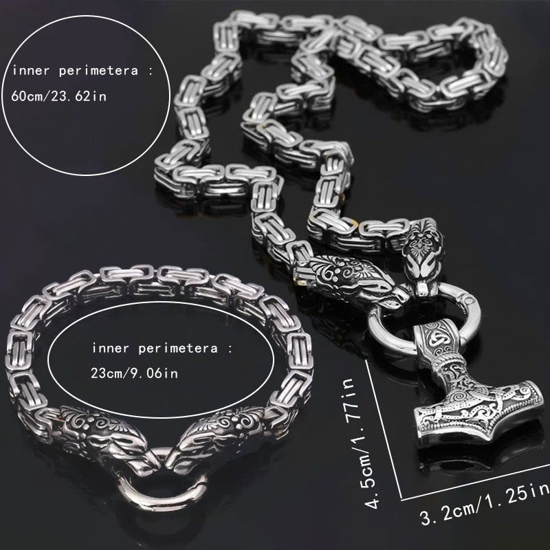 Fenrir Viking Thor's Hammer Necklace & Bracelet