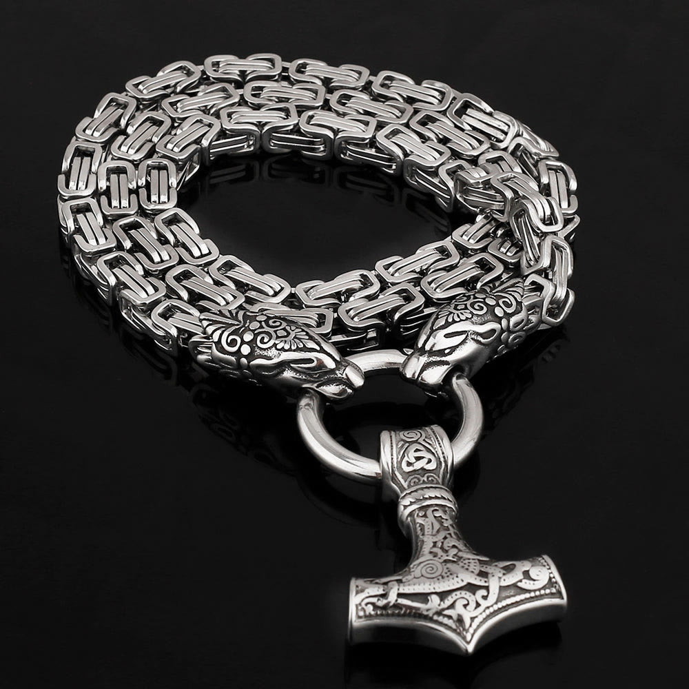 Fenrir Viking Thor's Hammer Necklace & Bracelet