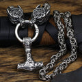 Wolves And Mjolnir's Power Necklace