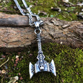 Norse Skull Viking Double Axe Necklace