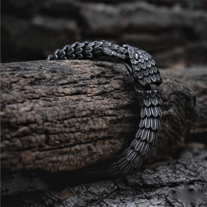 Viking Jormungandr Serpent Scale Open Cuff Bracelet