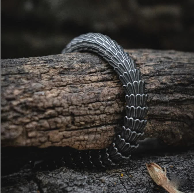 Viking Jormungandr Serpent Scale Open Cuff Bracelet