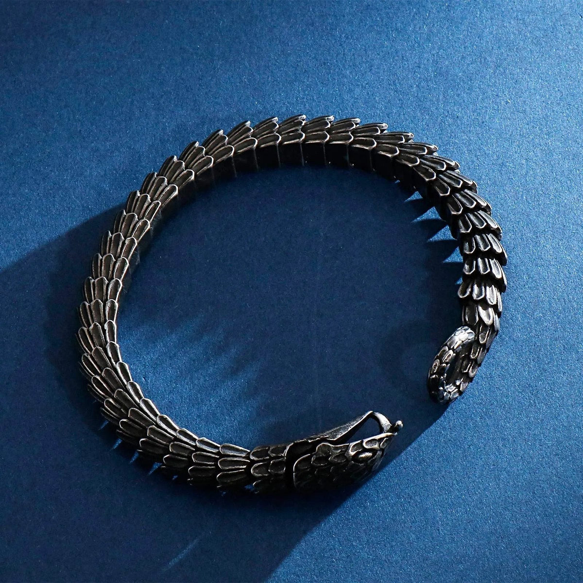Viking Jormungandr Serpent Scale Open Cuff Bracelet