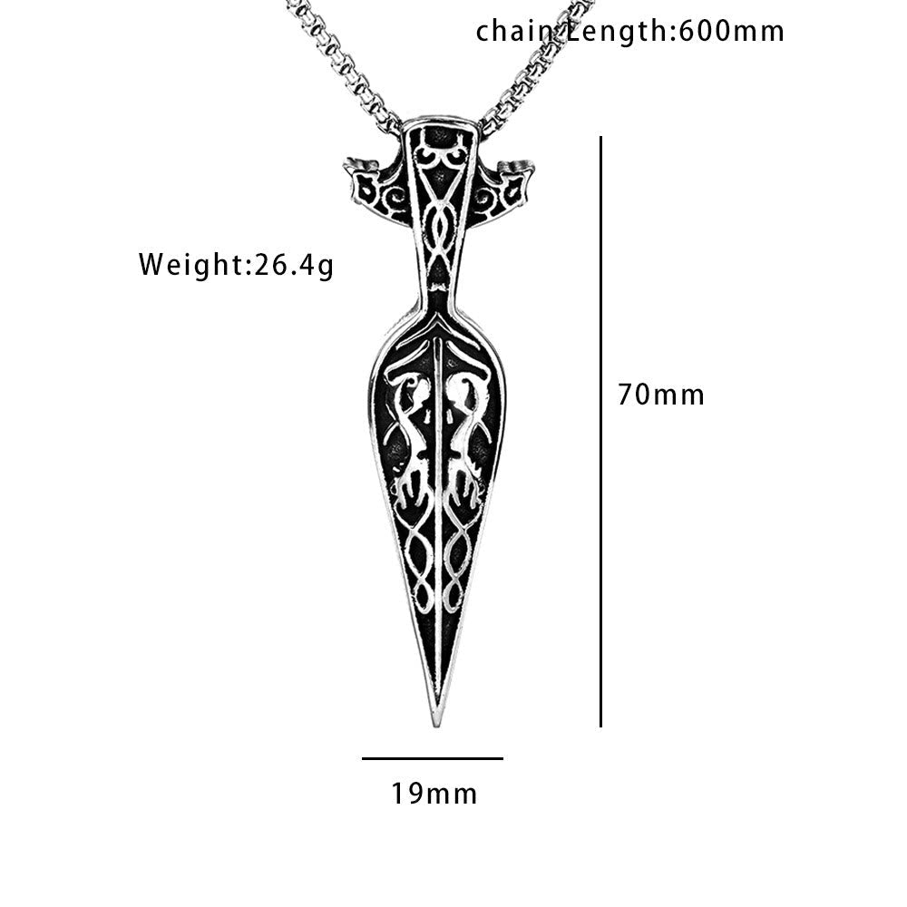 Viking Sword Spear Head Pendant Necklace