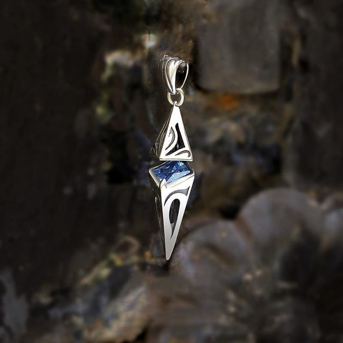 Blue Zircon Talisman Pendant Necklace