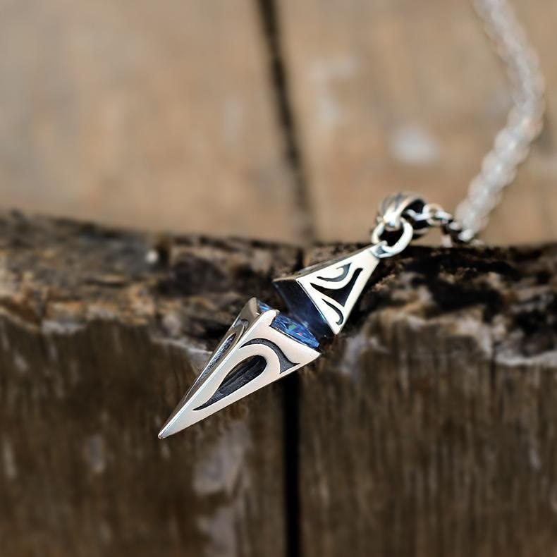 Blue Zircon Talisman Pendant Necklace