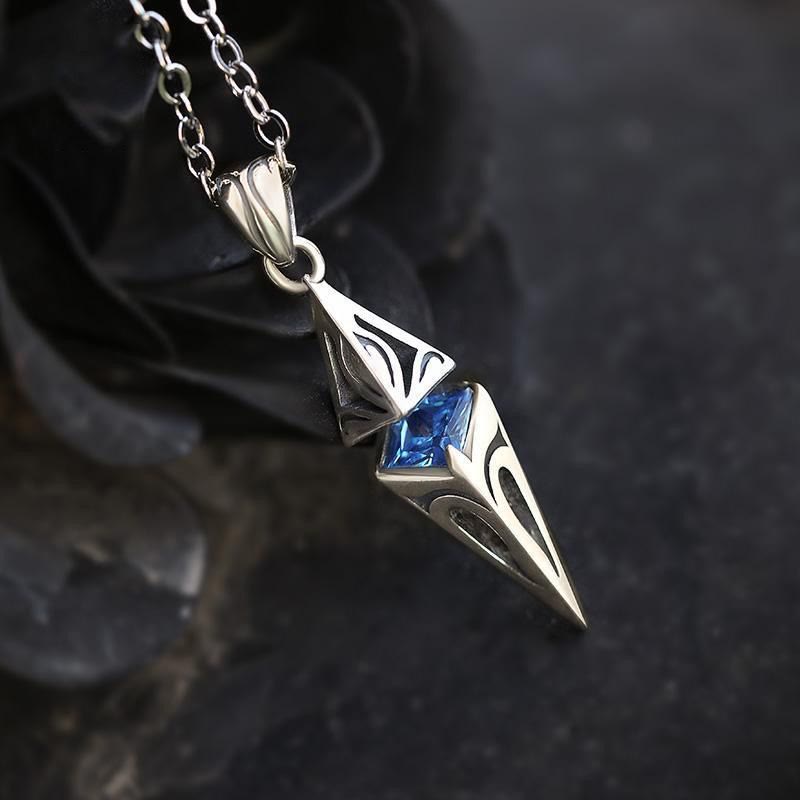 Blue Zircon Talisman Pendant Necklace