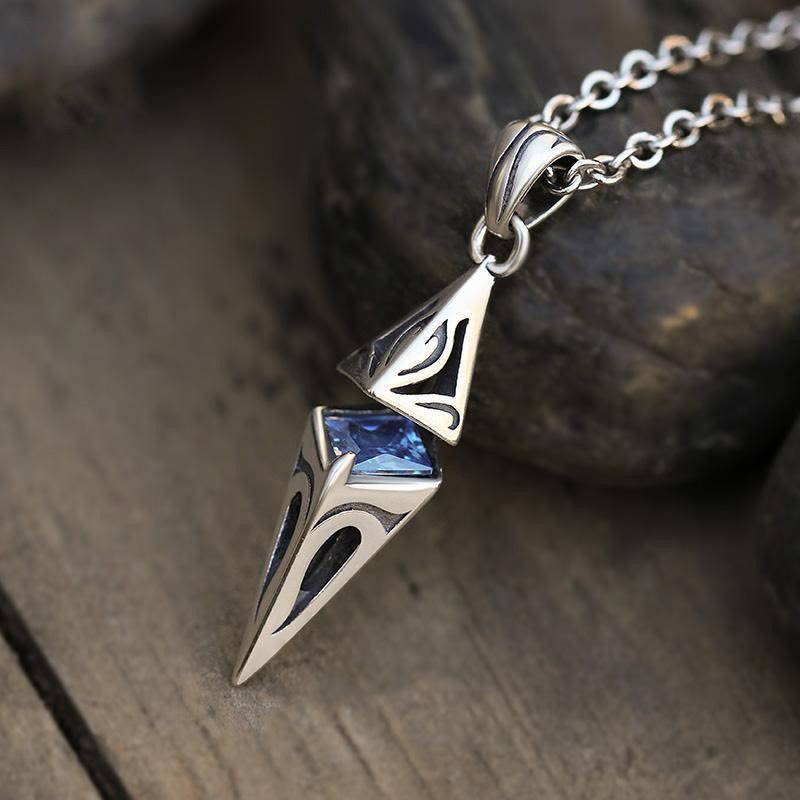 Blue Zircon Talisman Pendant Necklace
