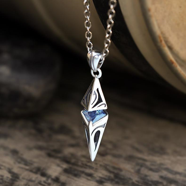 Blue Zircon Talisman Pendant Necklace