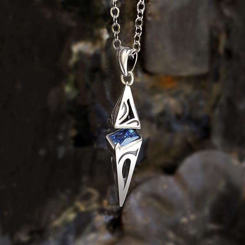 Blue Zircon Talisman Pendant Necklace