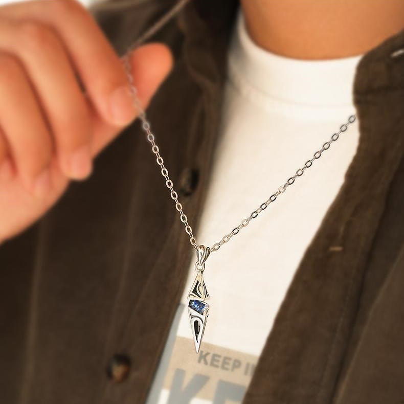 Blue Zircon Talisman Pendant Necklace
